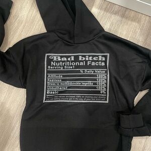 Black Graphic Hoodie with Nutritional Facts